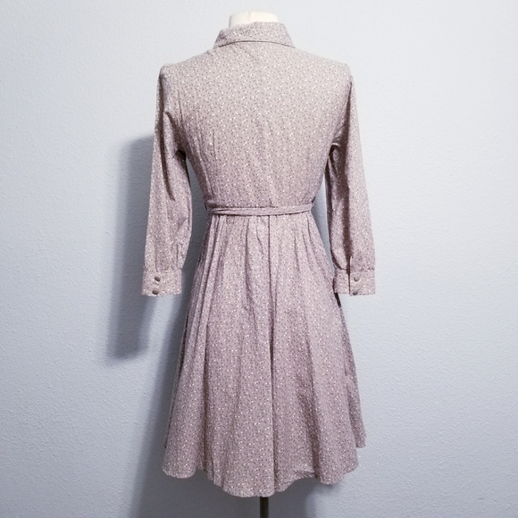 Cottagecore Floral Gray Button-Up Dress Size 34 XS - Picture 8 of 11